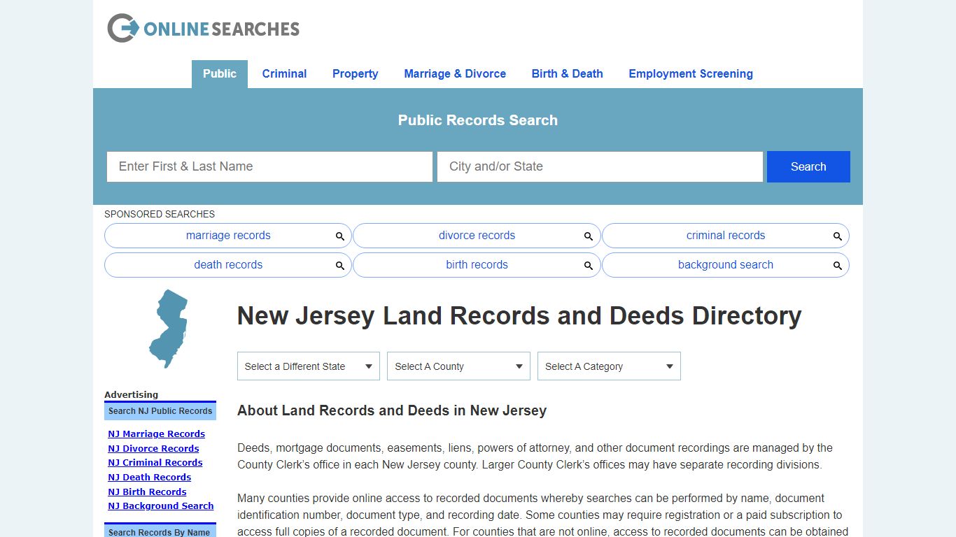 New Jersey Land Records and Deeds Search Directory