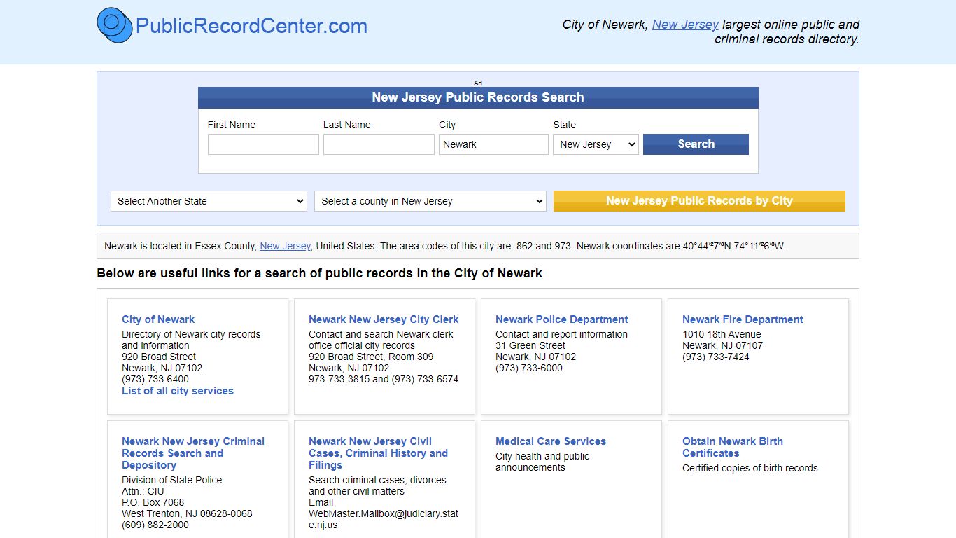 Newark, NJ Public Records and Criminal Background Check